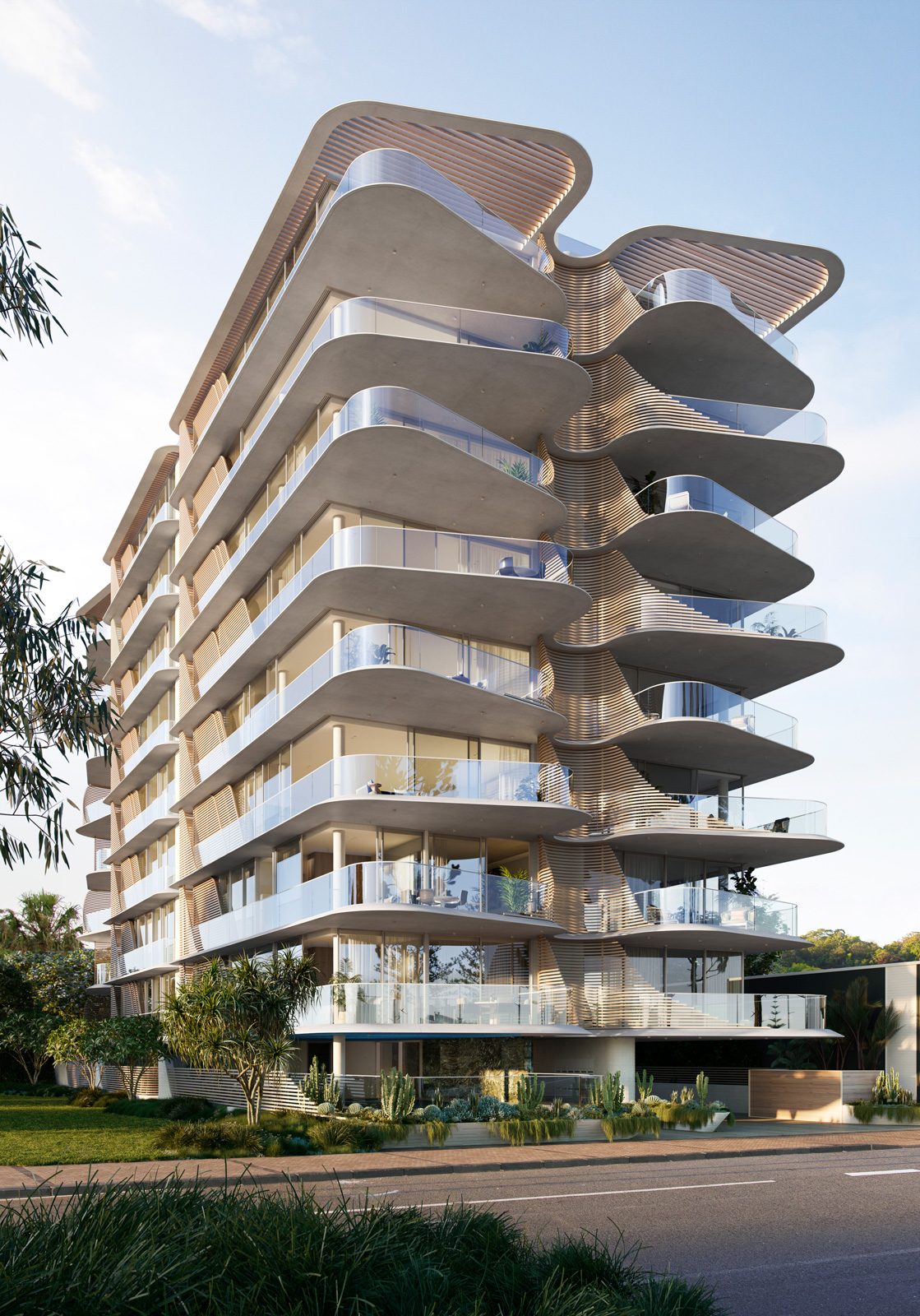 norfolk architecture building facade takada koichi burleigh residential heads architects hotel apartment apartments curve beach modern arquitectura form lumion sydney